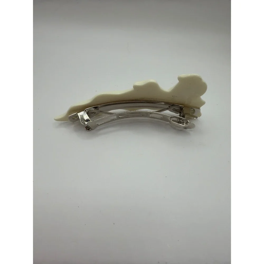 VTG 80s Ghost Hair Clip French Barrette Cream White Halloween Accessory‎